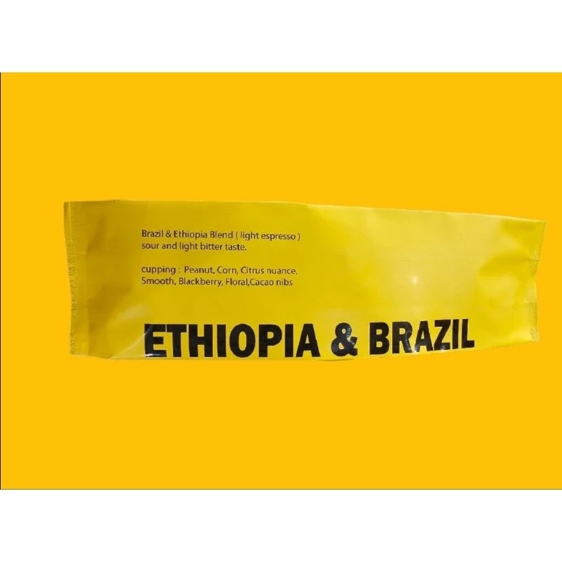 เมล็ดกาแฟ Ethiopia & Brazil blend 500g (medium roasted) **วันคั่วอยู่บนขอบถุง ปี/เดือน/วัน